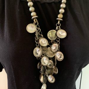 Vintage gold cluster necklace Fab!